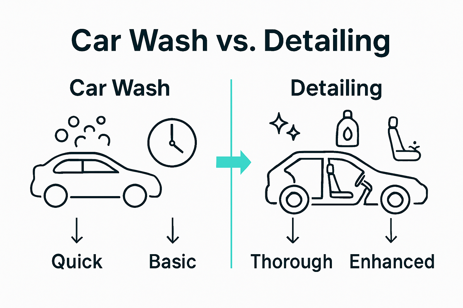 Infographic comparing detailing and car wash