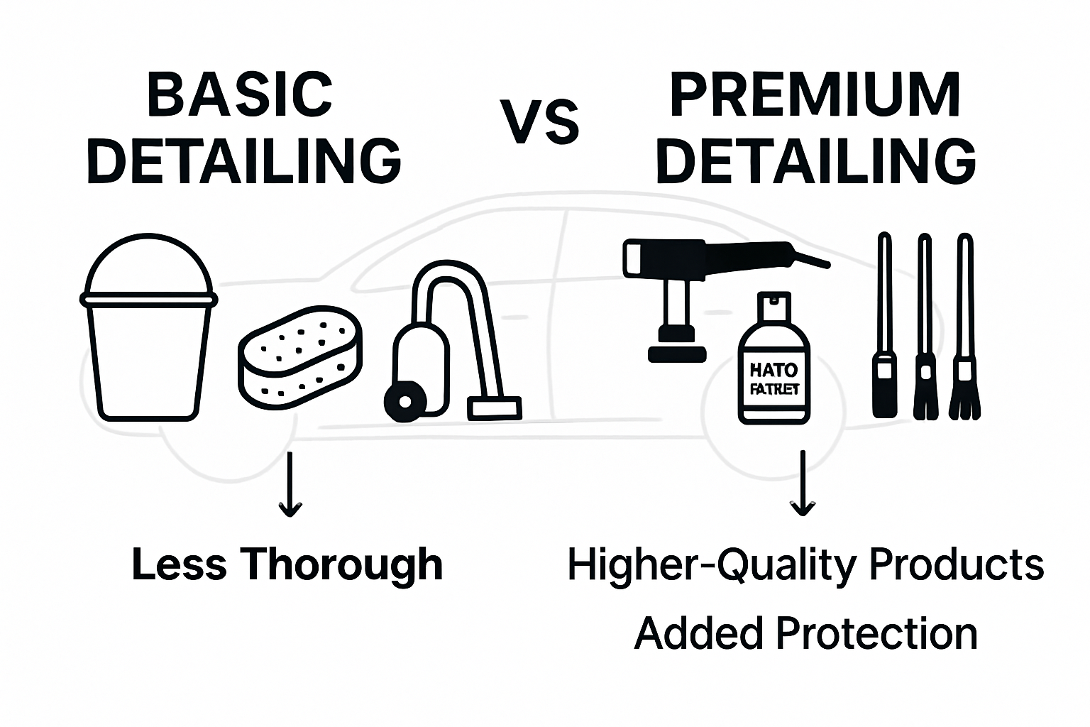 Infographic comparing basic vs premium detailing