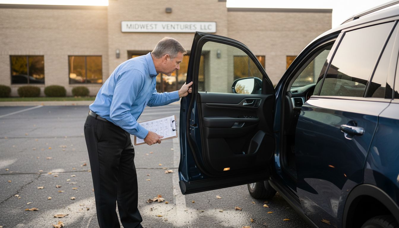 Owner inspecting detailed company vehicle interior