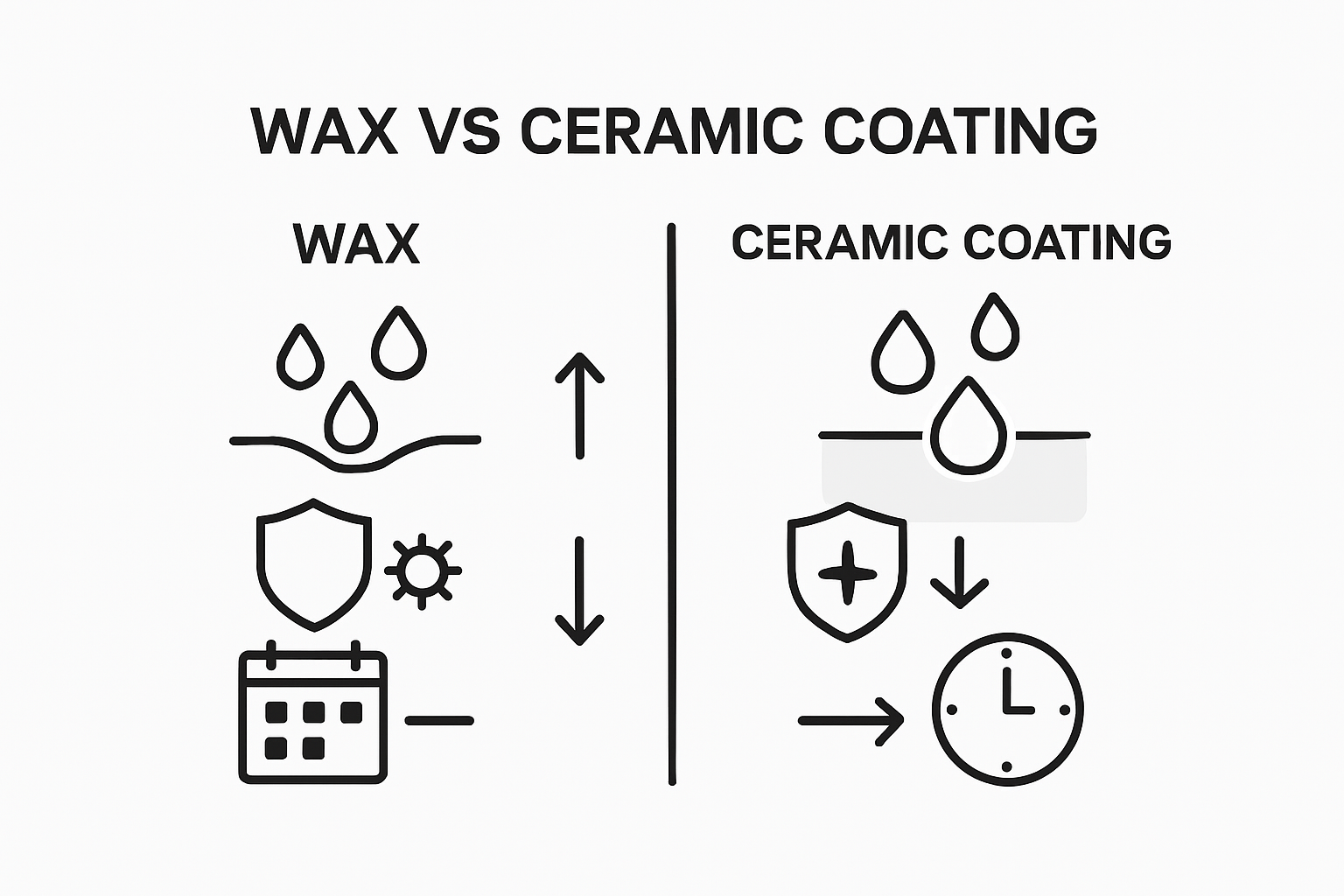 Comparison infographic ceramic coating versus wax