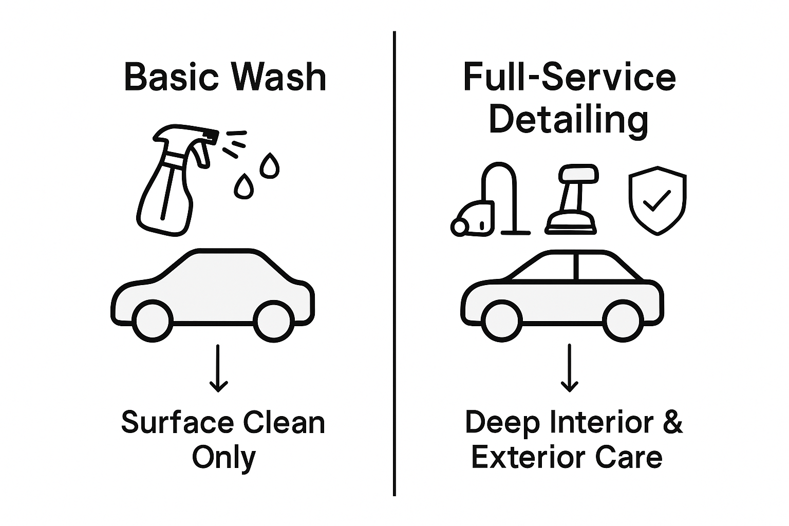 Comparison of basic wash and full-service detailing