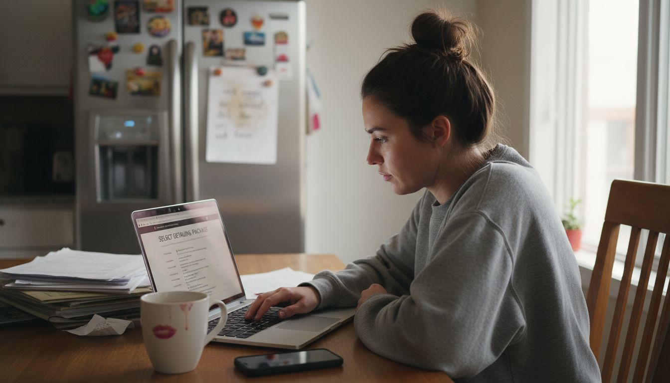 Woman reviewing mobile detailing packages online