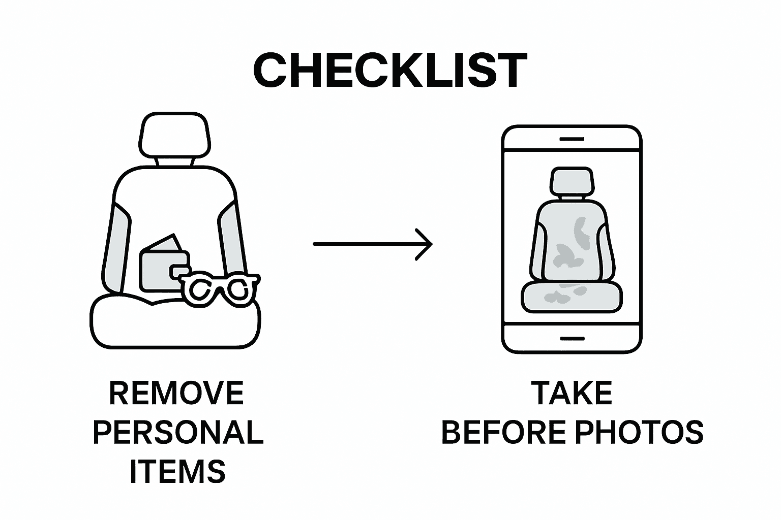 Infographic showing car detailing preparation steps