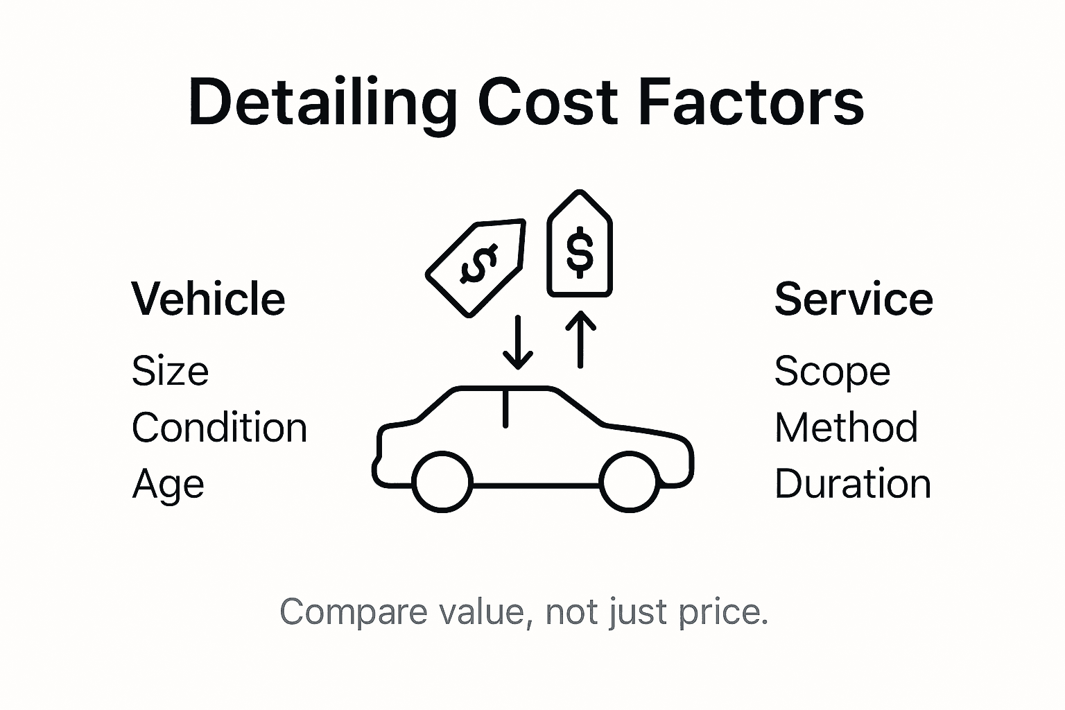 Infographic showing detailing cost factors comparison