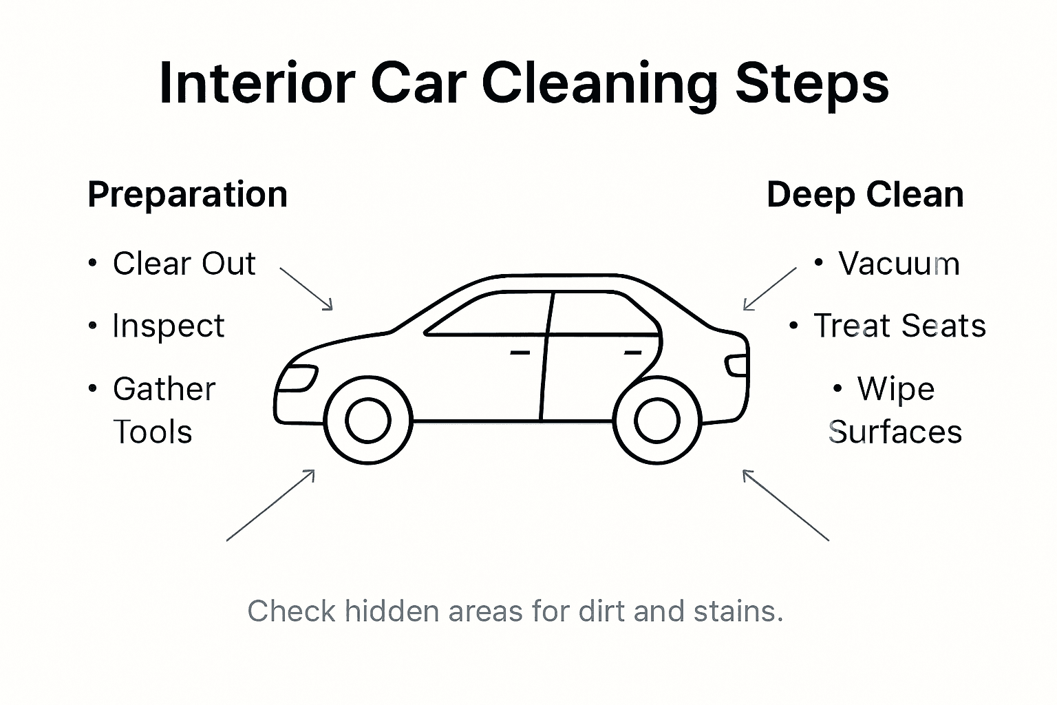 Infographic showing car cleaning steps and workflow