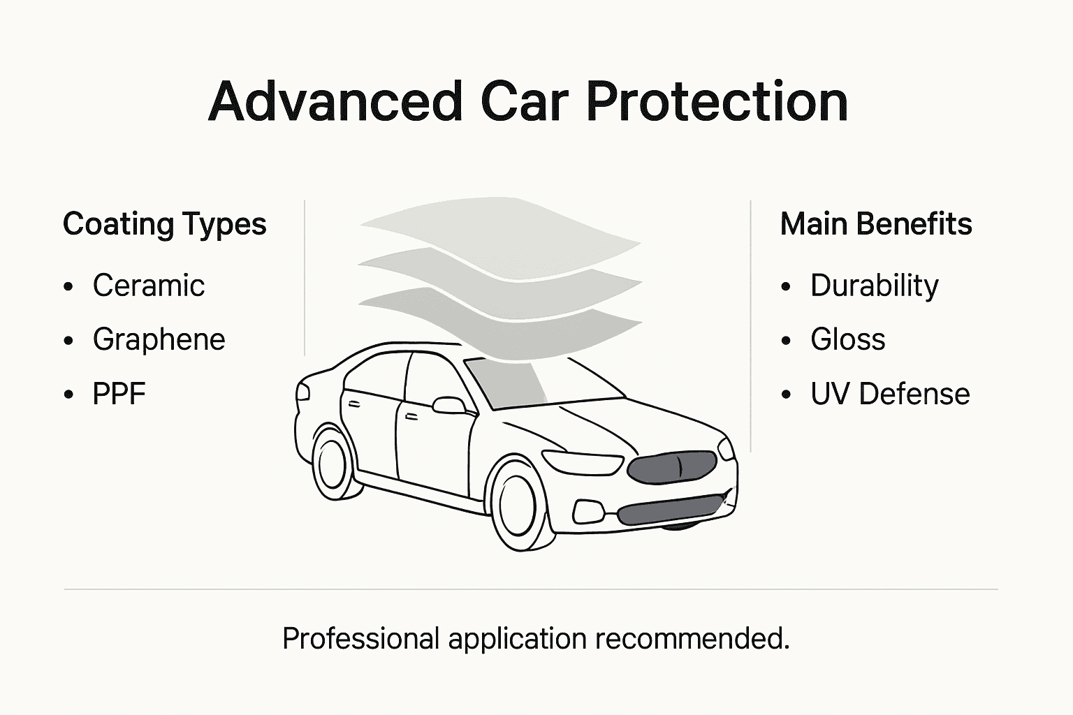 Infographic showing car coating types and benefits