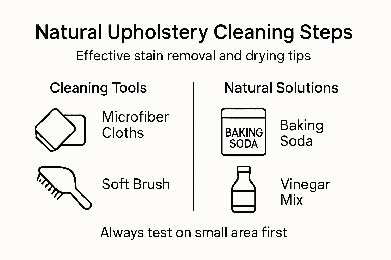 Infographic with steps for natural auto upholstery cleaning