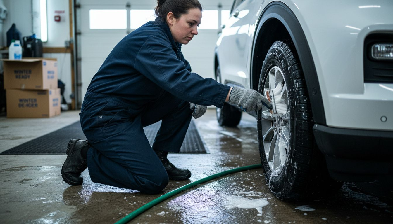 Technician applying winter detailing treatment