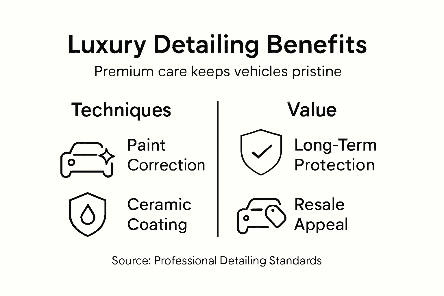 Infographic comparing luxury detailing techniques and benefits