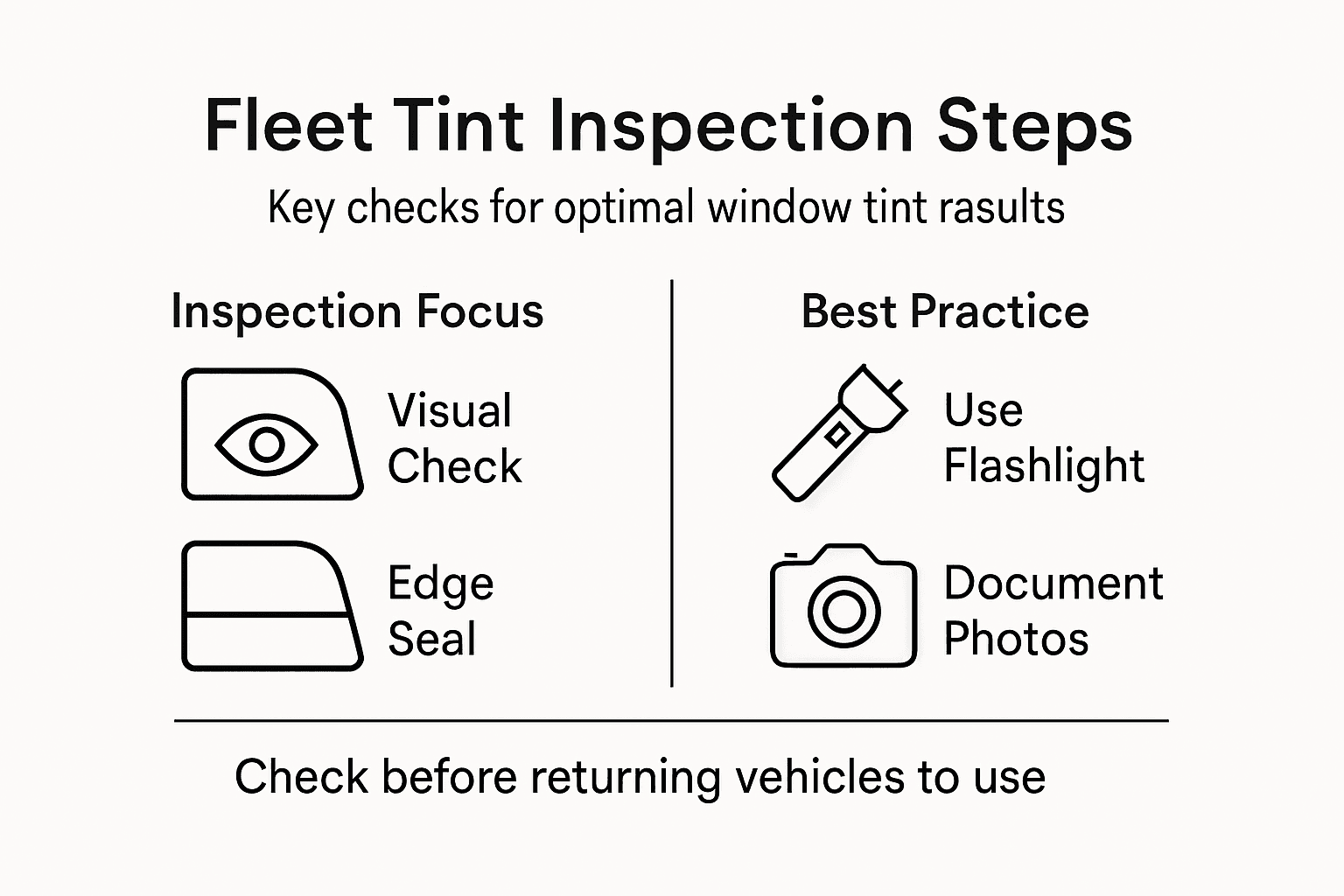 Infographic on fleet tint inspection steps