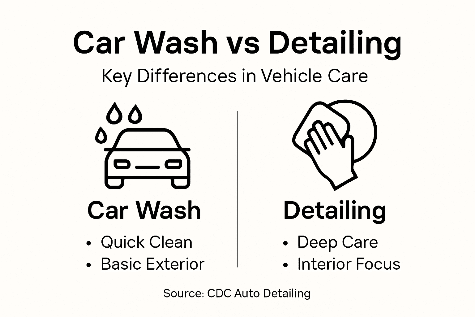 Infographic comparing car wash and detailing care