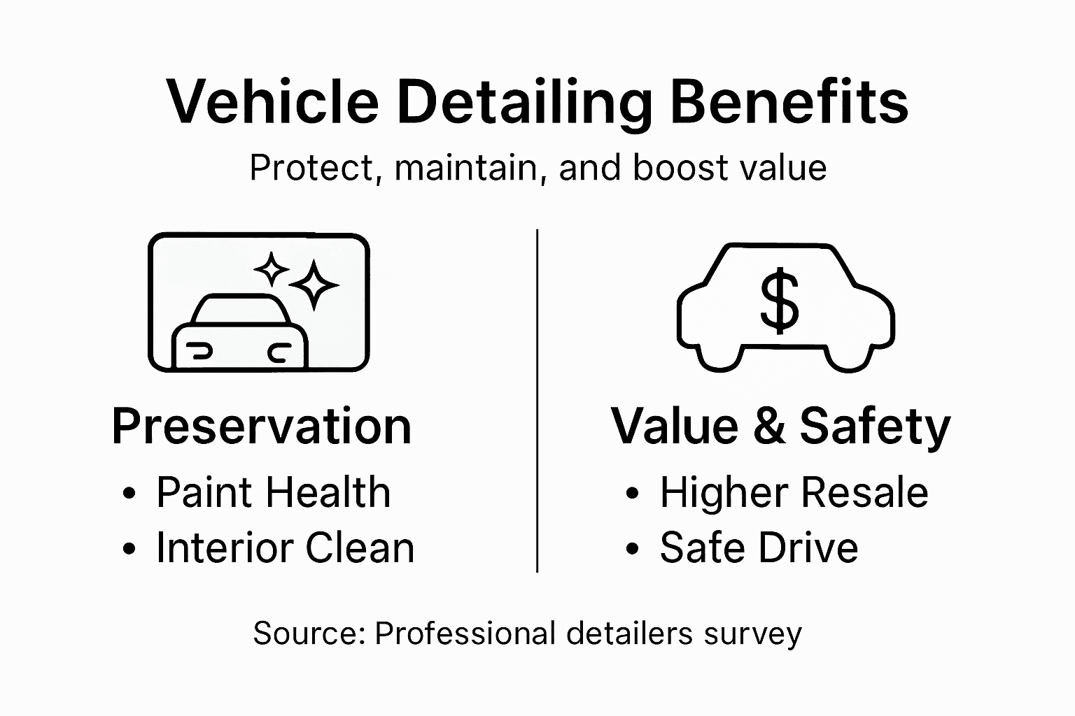 Infographic showing vehicle detailing benefits