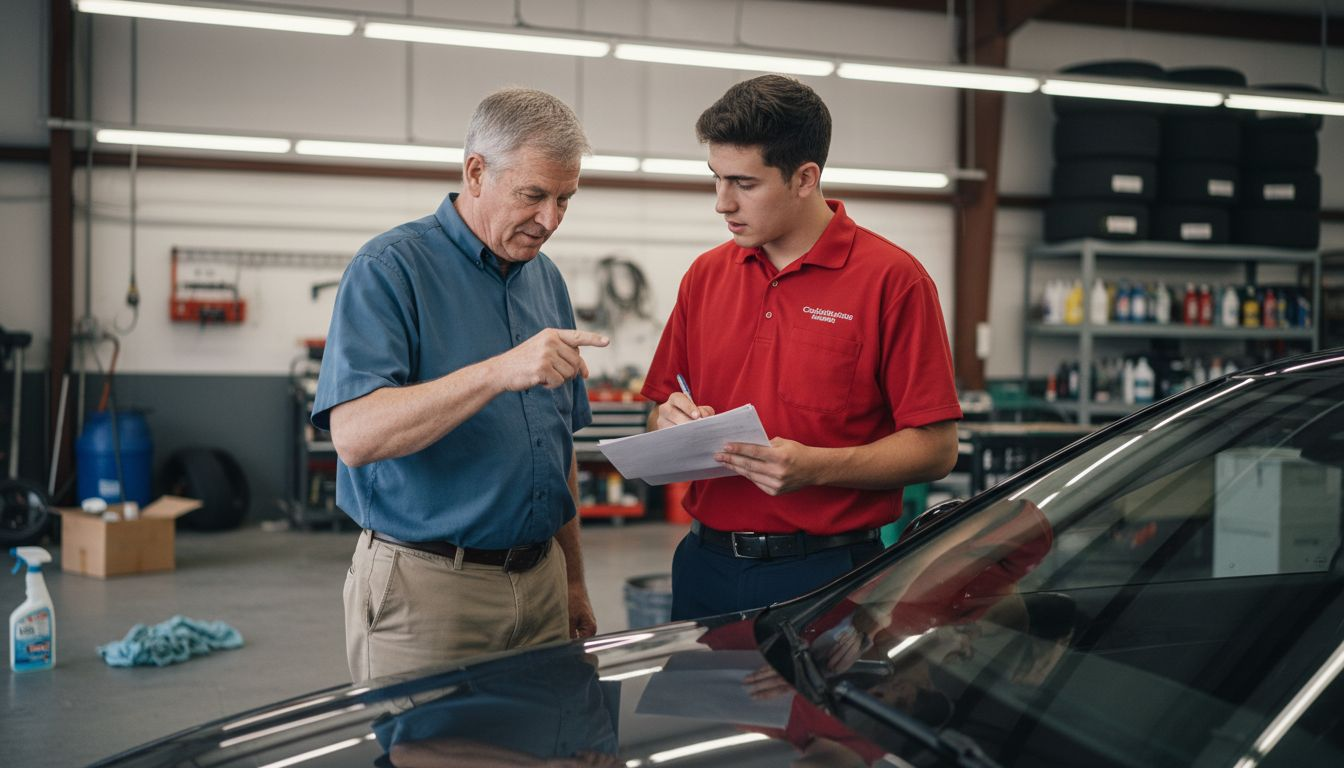 Detailer receiving car cleaning feedback