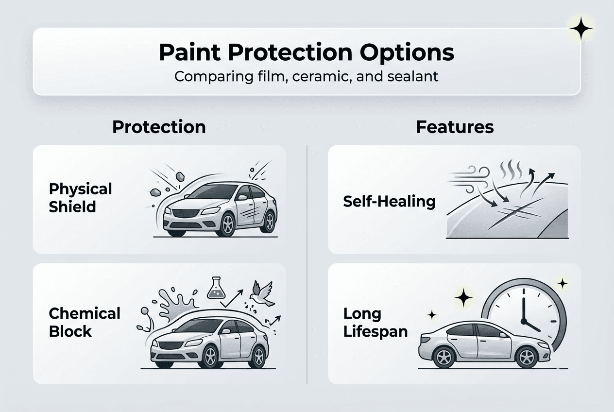 Infographic comparing car paint protection options