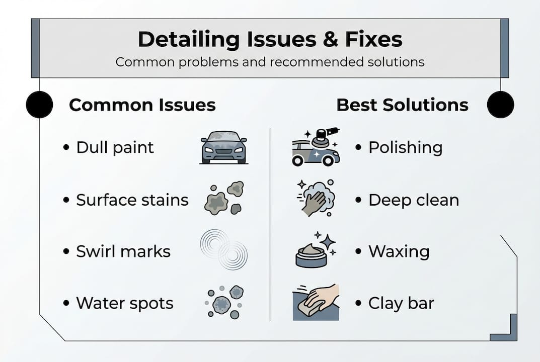 Infographic matching car issues with fixes