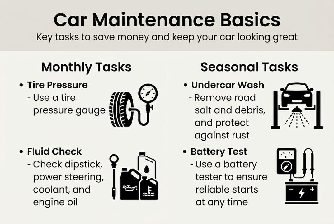 Infographic with key car maintenance tasks
