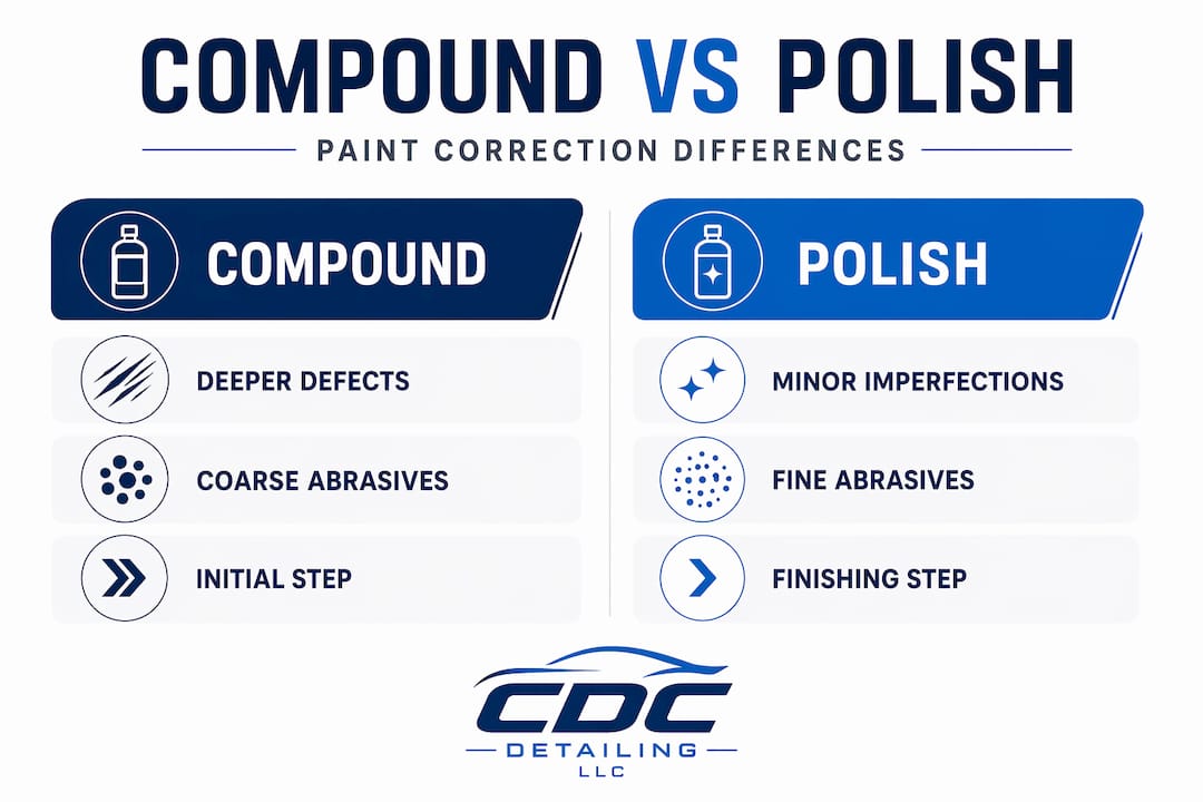 Infographic comparing compound and polish key attributes