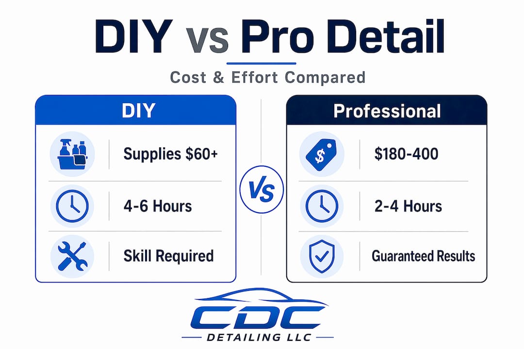 Infographic comparing DIY and professional detailing