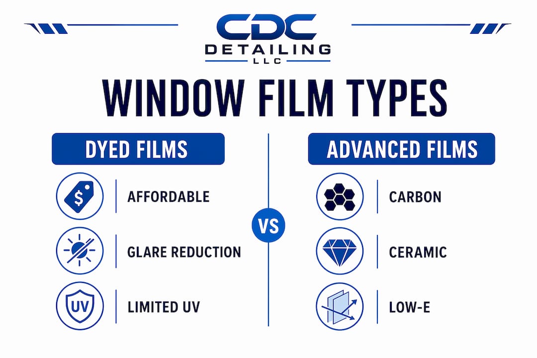 Infographic comparing window film types and features