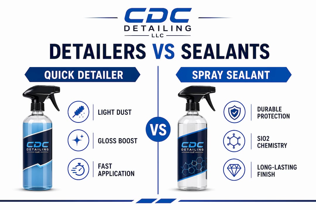 Infographic comparing quick detailer and spray sealant features