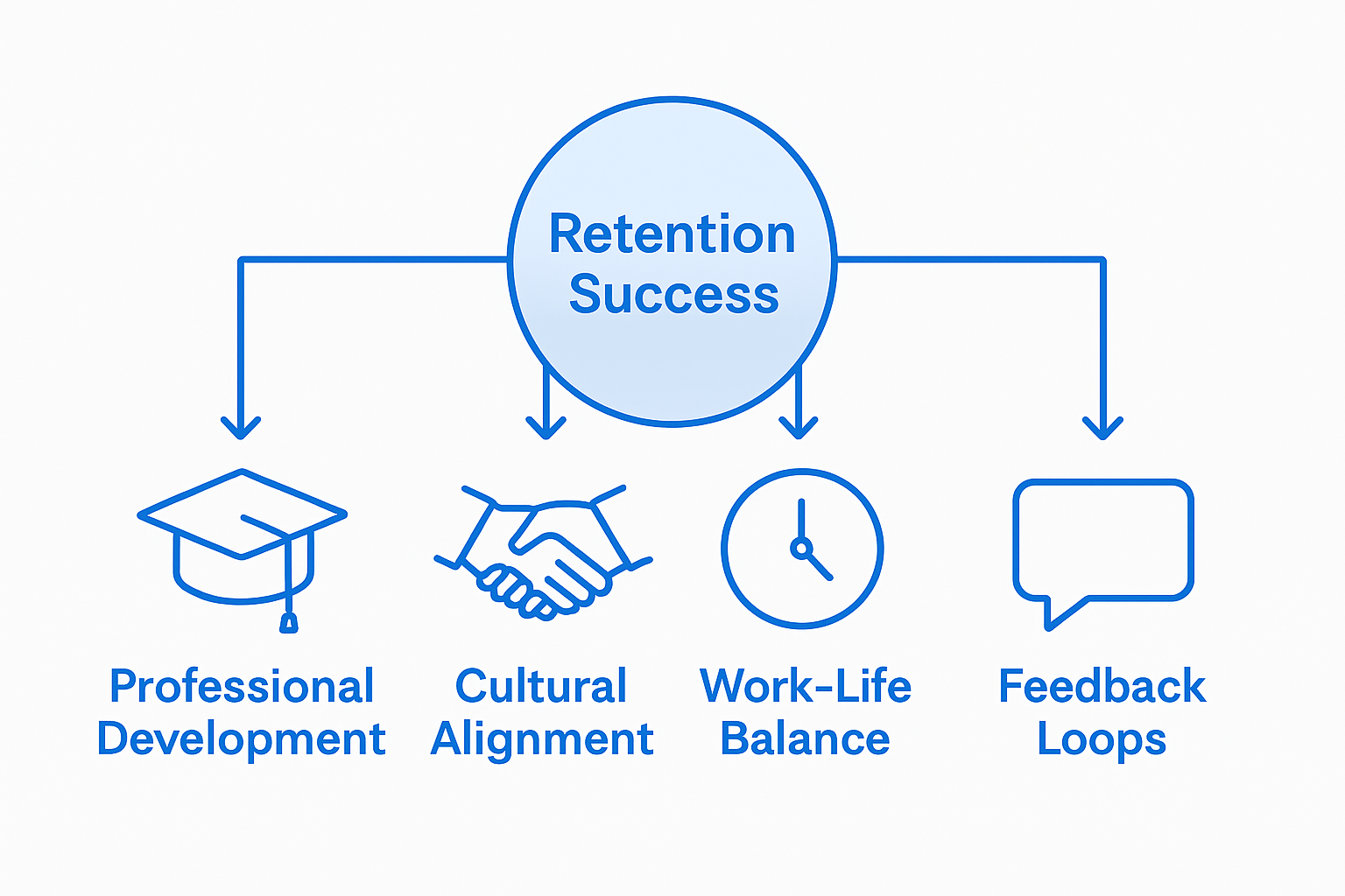 Infographic of four employee retention pillars