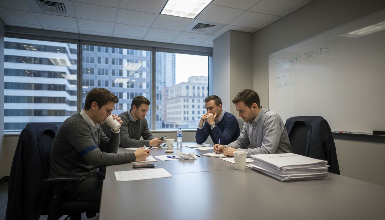 Disengaged team at workplace meeting