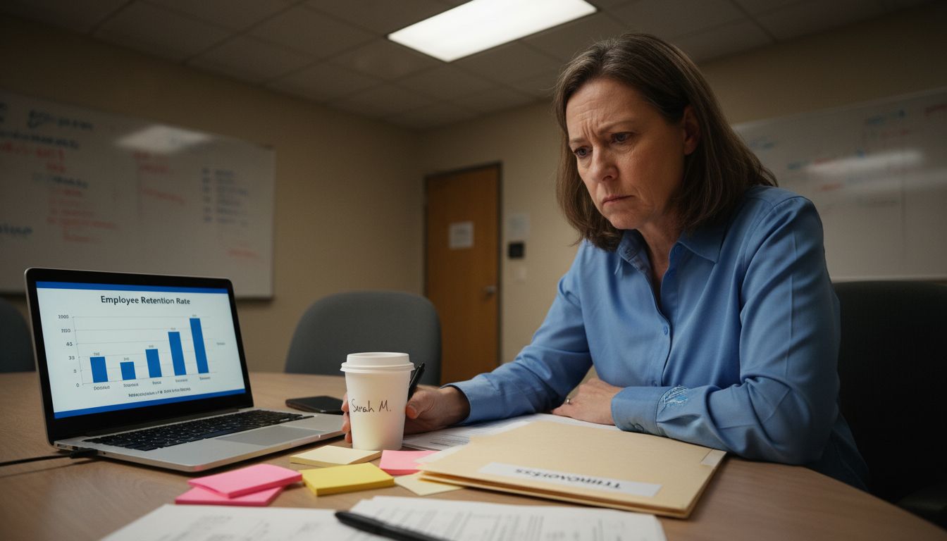 HR manager reviewing employee turnover costs