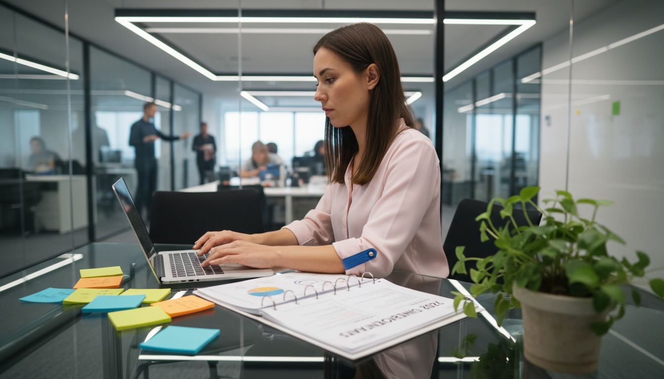 HR manager develops career program at desk