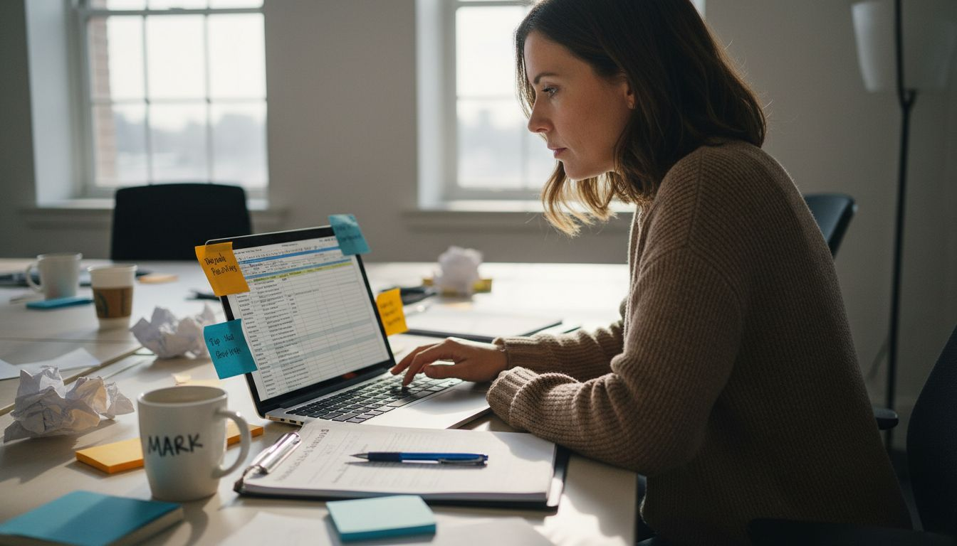 Woman reviewing employee retention documents