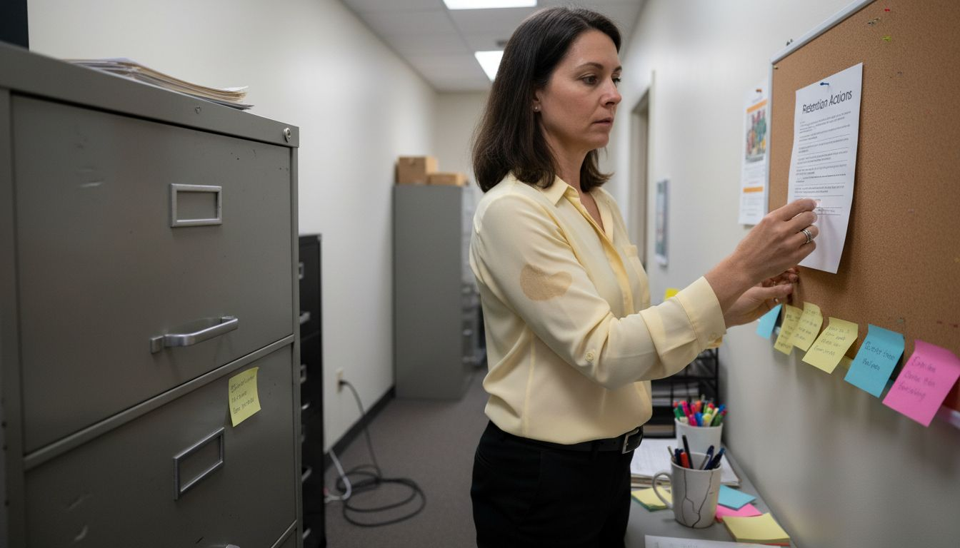 HR specialist implementing retention checklist