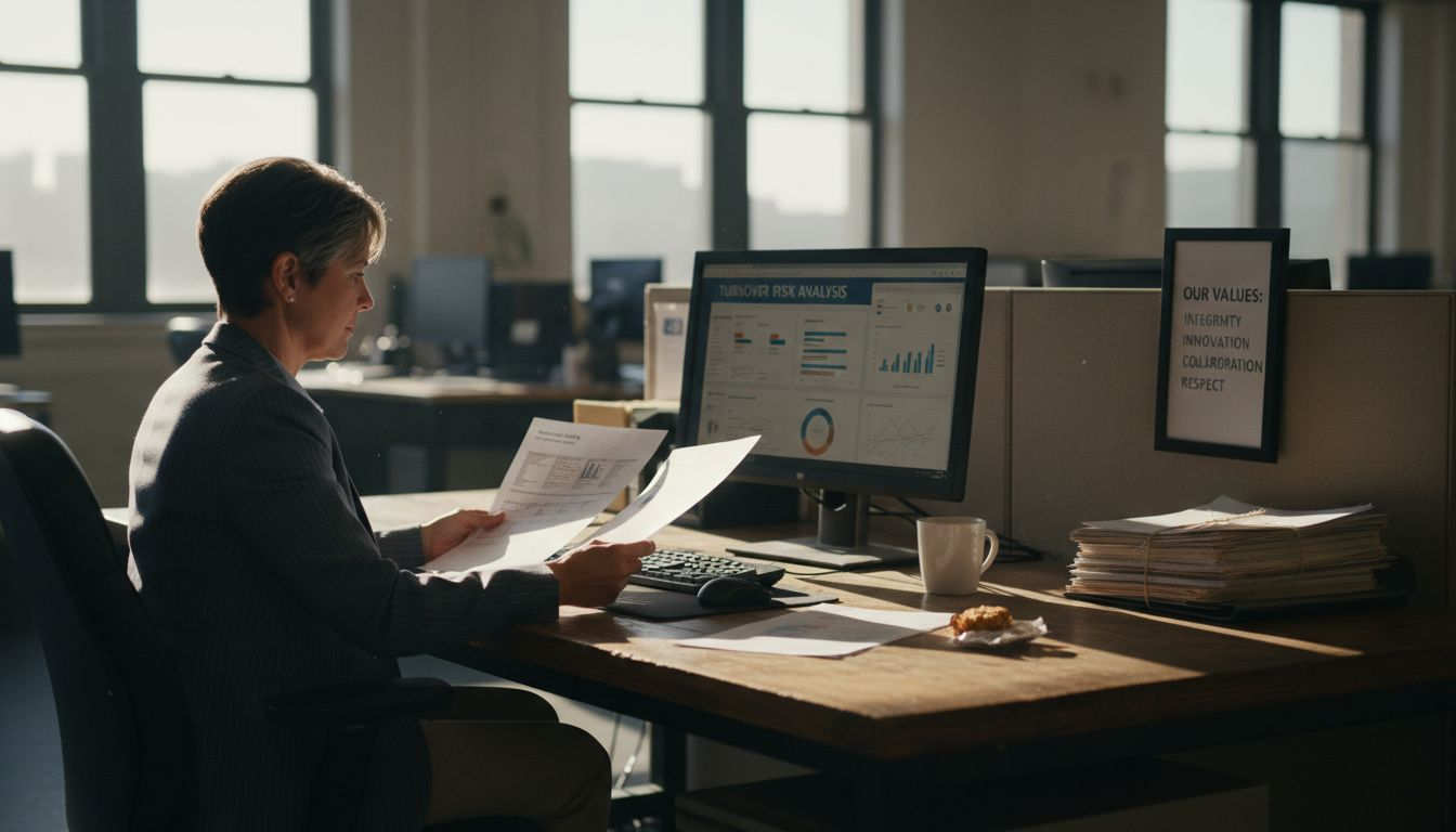 HR manager working on turnover risk dashboard