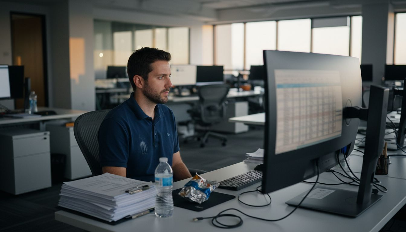 IT professional working late at desk
