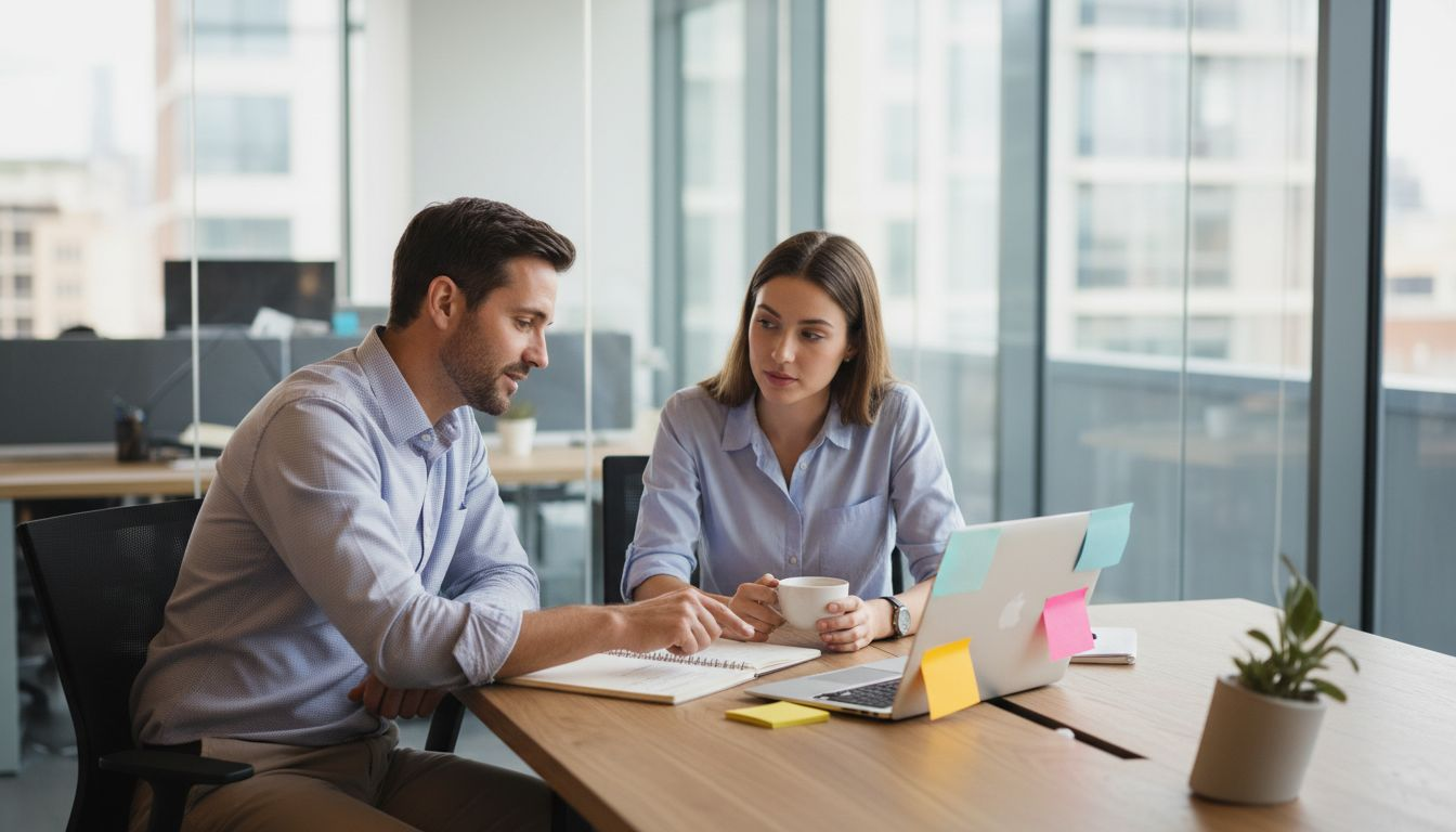 Manager and employee in career discussion