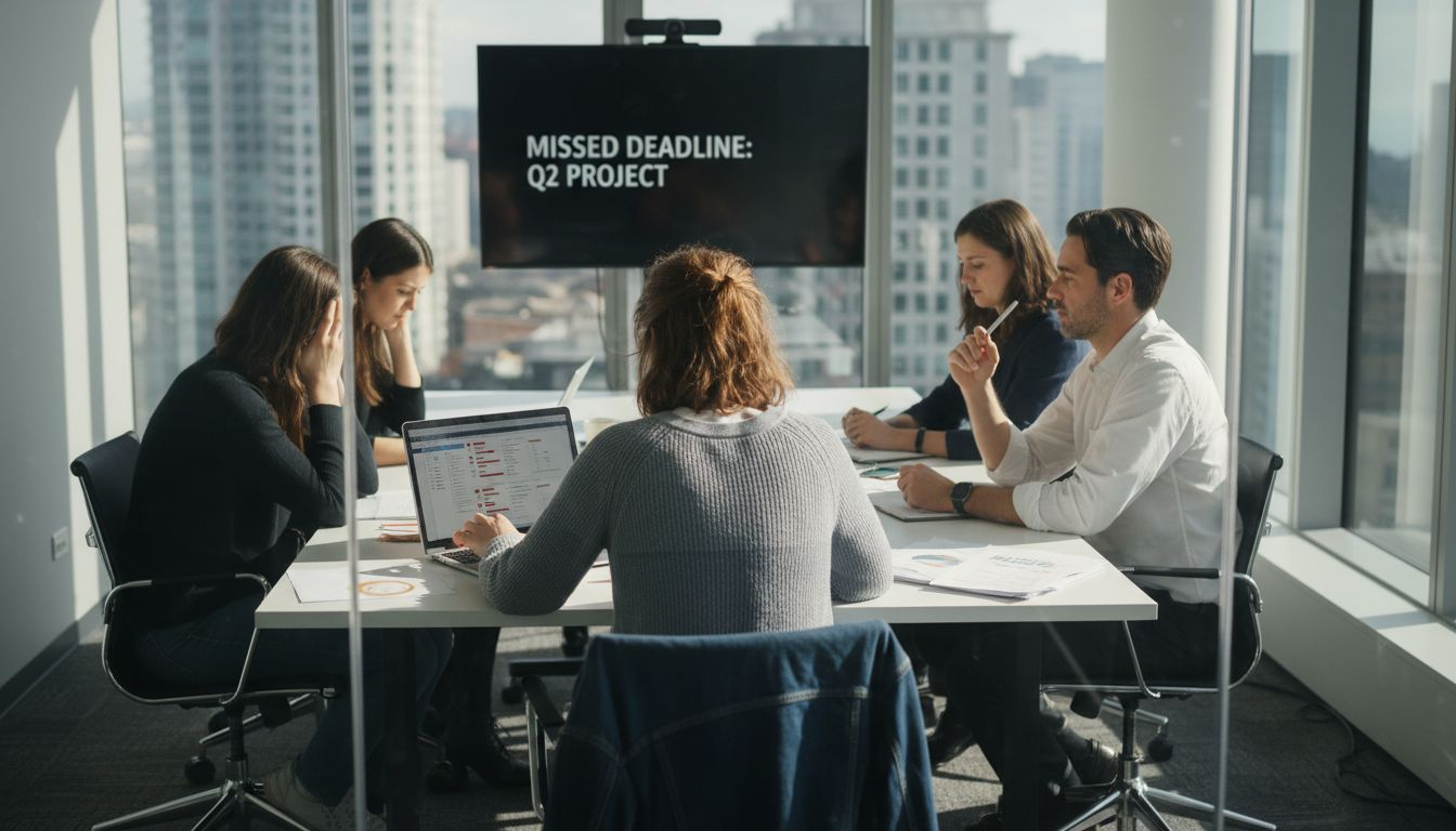 Team discussing project delays from hiring mistake