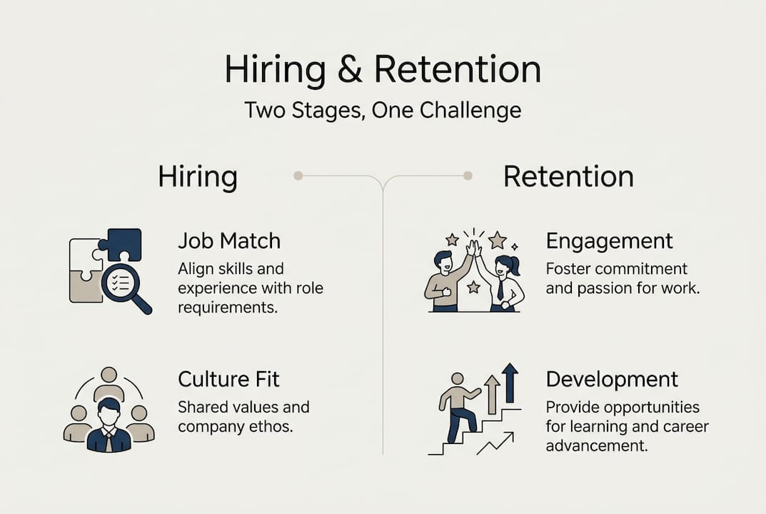 Infographic showing hiring and retention stages