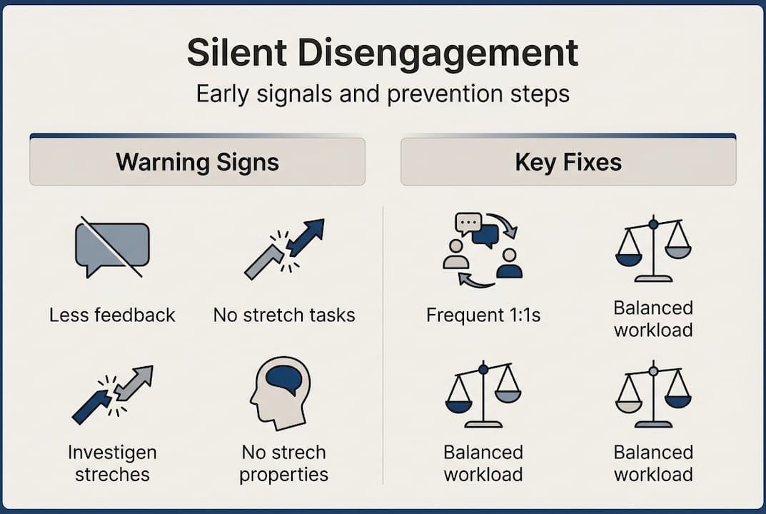 Infographic showing disengagement signs and solutions