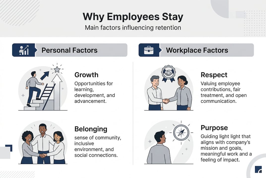 Infographic visualizing key employee retention factors