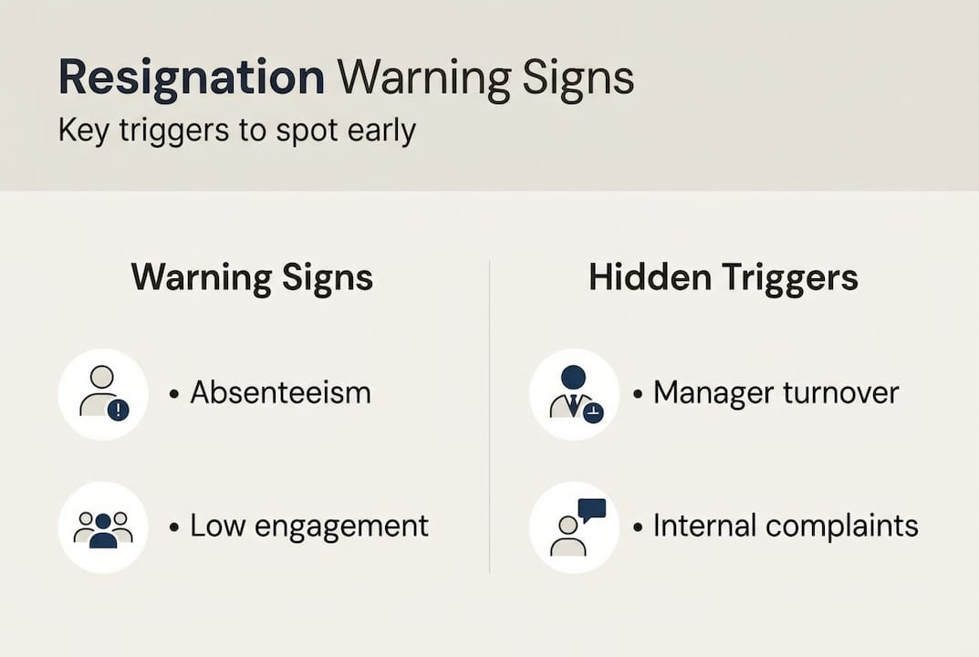 Infographic illustrating key resignation warning signs