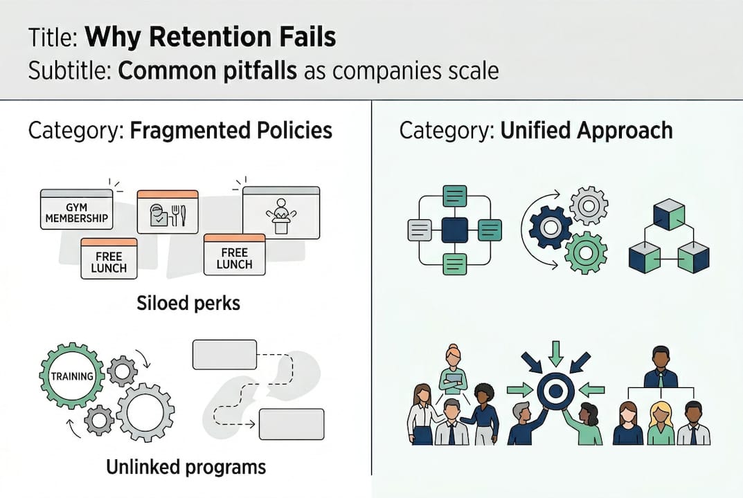 Infographic on retention strategy pitfalls and best practices