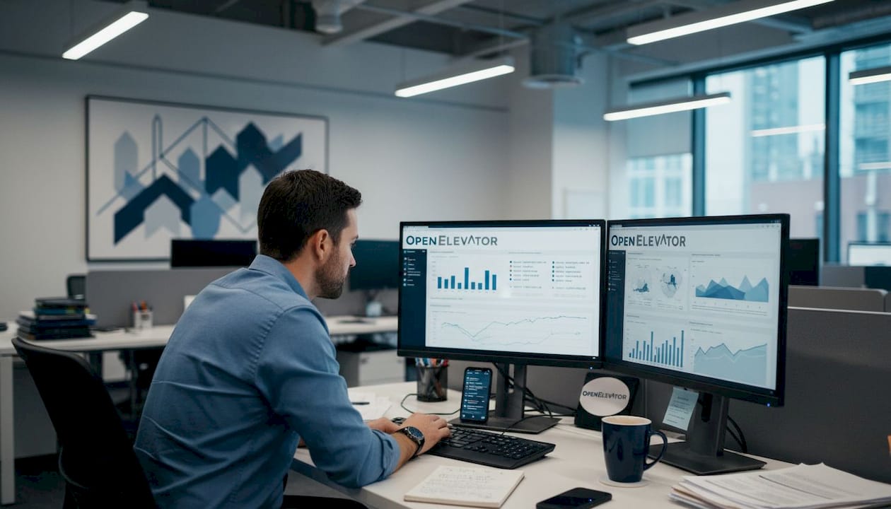 HR analyst examines employee risk data reports