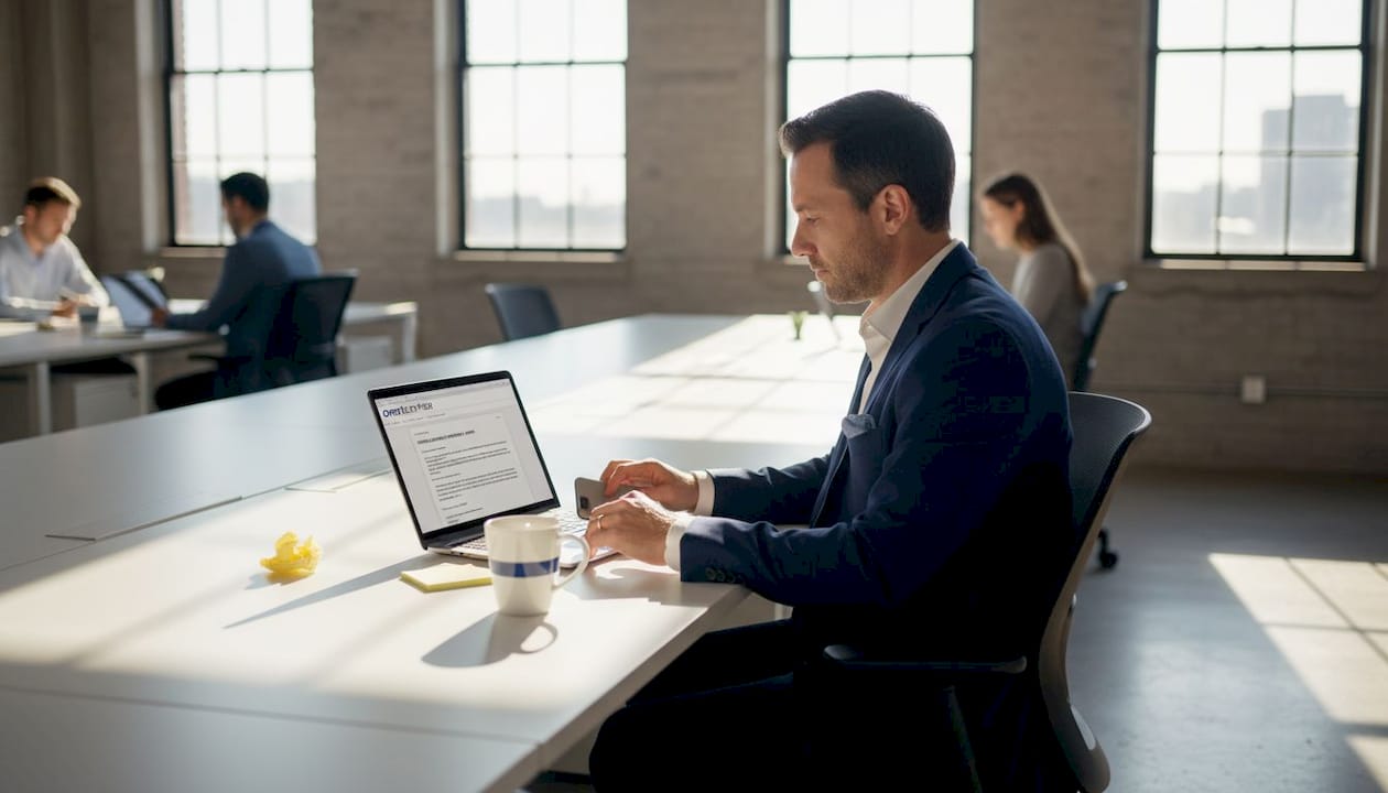 Employee disengaged while working at office desk