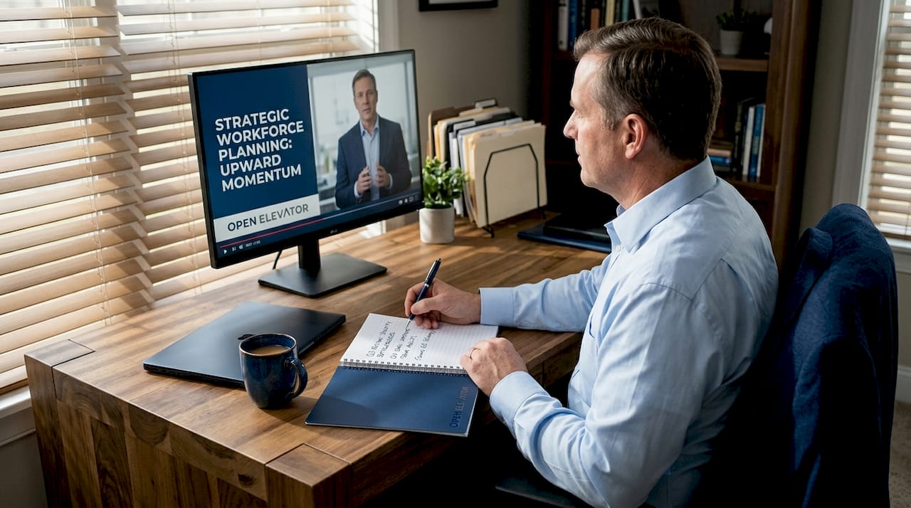 Man studying capability training at desk