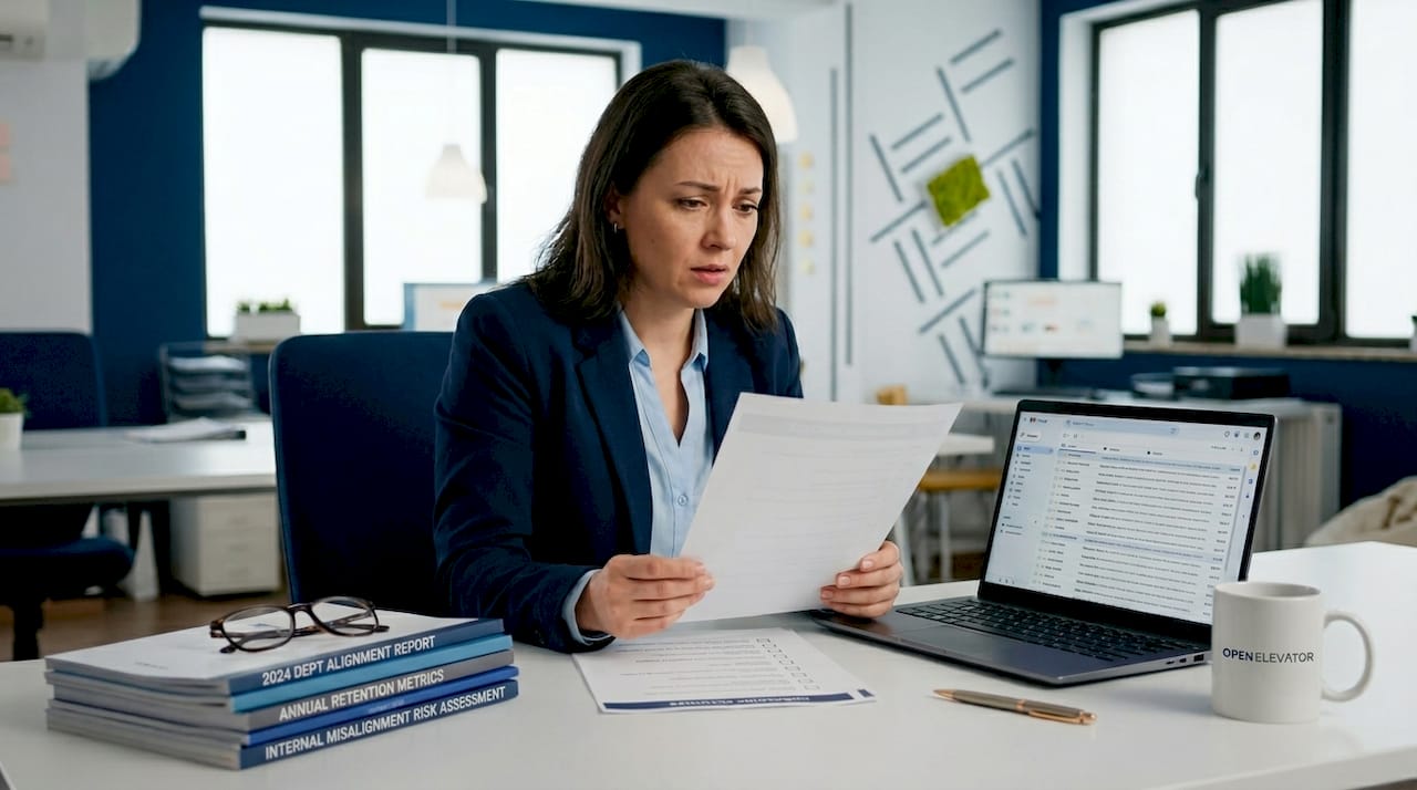 Employee reviews confusing onboarding checklist at desk