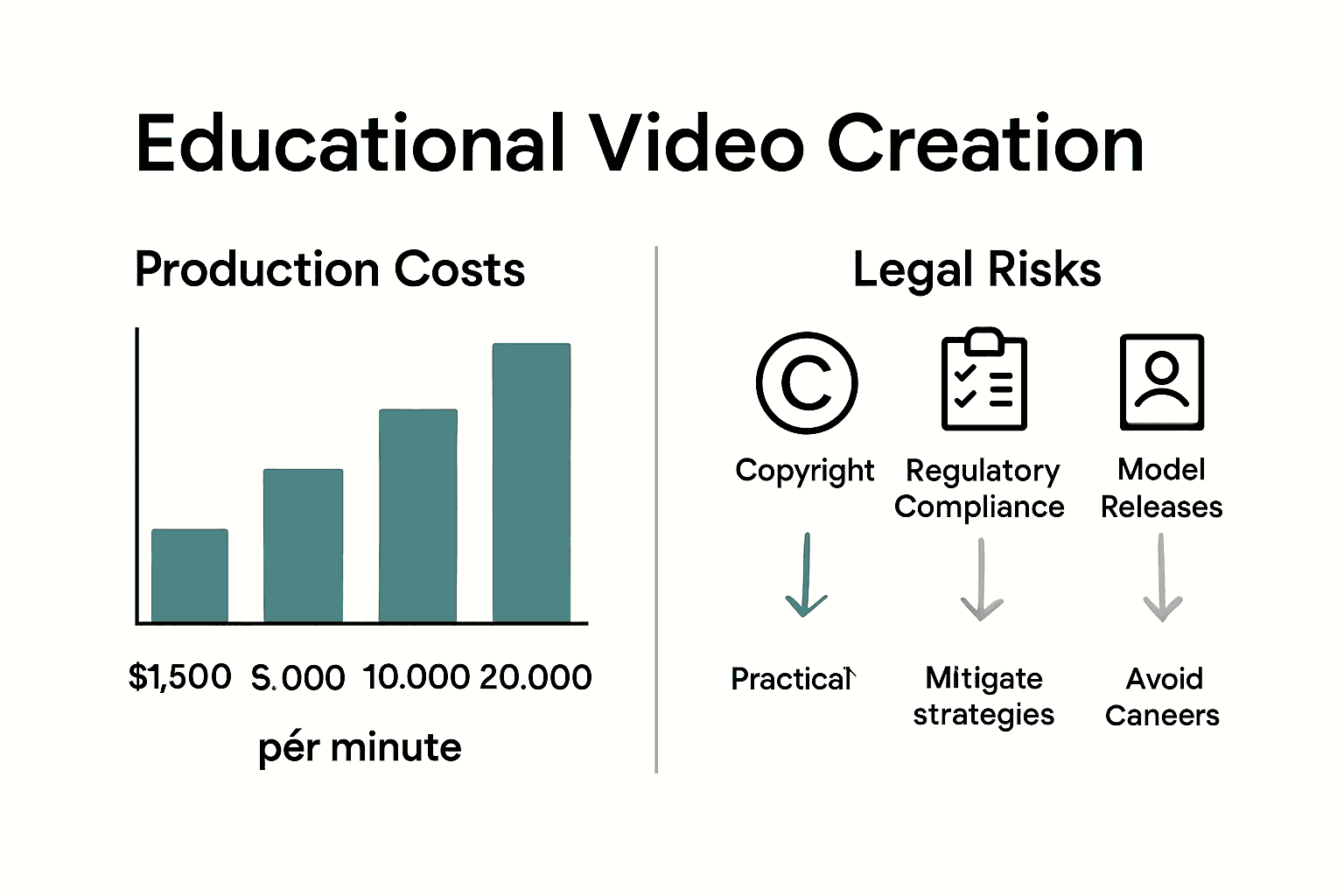 Infographic comparing B2B video production costs and legal risks