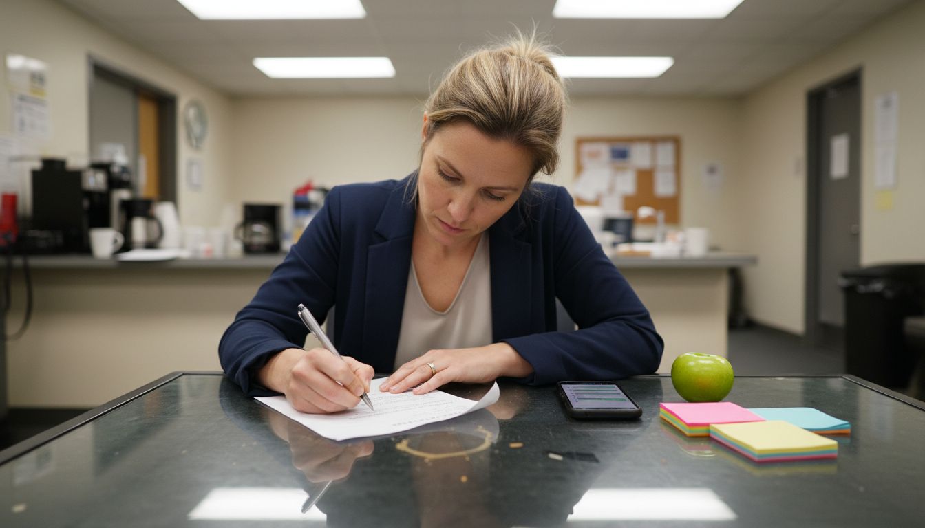 Businesswoman editing B2B video script