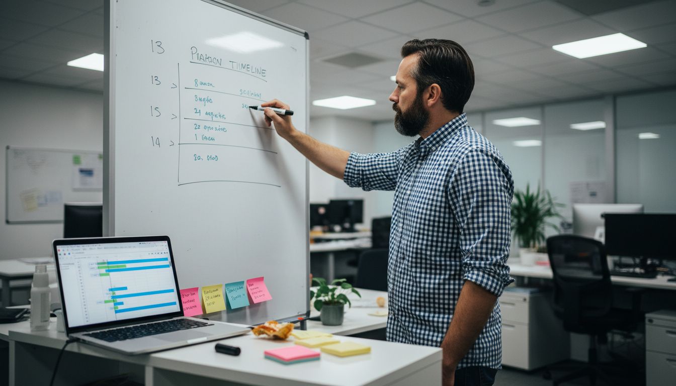 Project coordinator mapping video production timeline