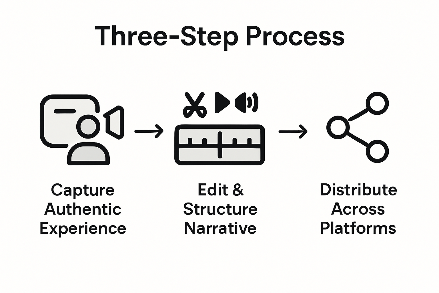 Three-step testimonial video creation infographic