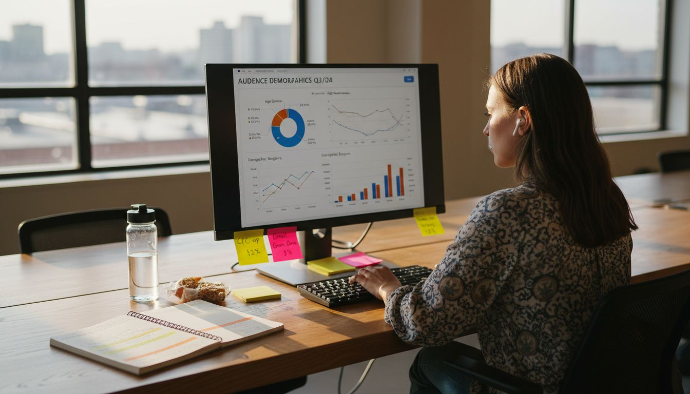 Analyst researching marketing video target audiences