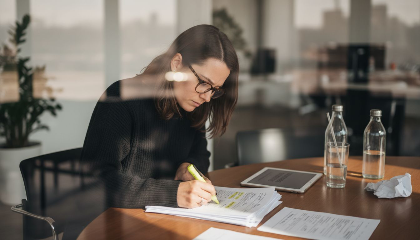 Team member annotating B2B video script