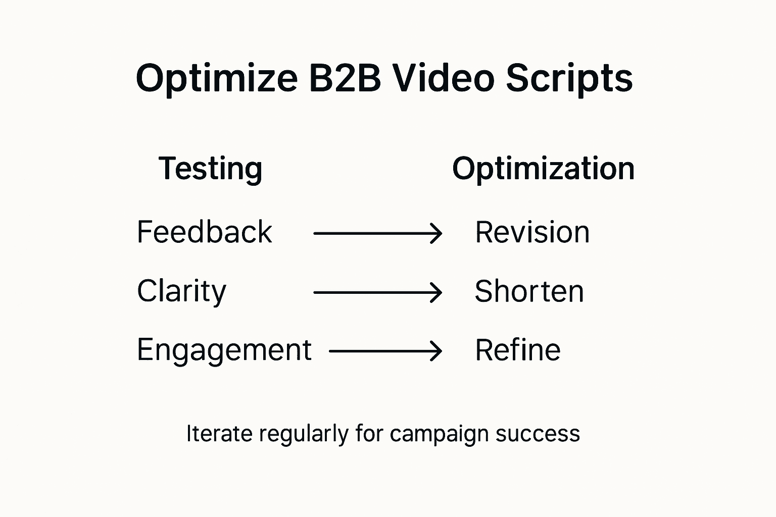 Infographic outlining B2B script optimization steps